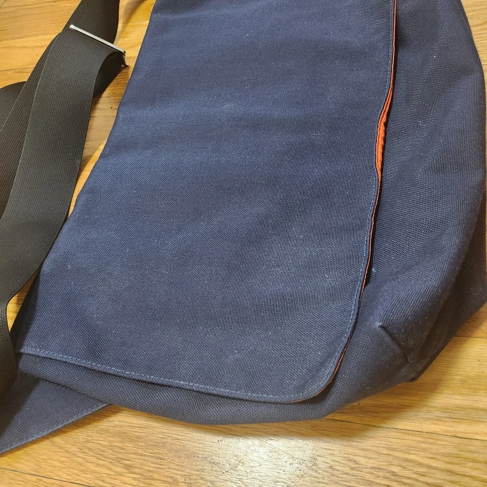 Jack Spade Greene Street Messenger Bag Blue Canvas Orange liner